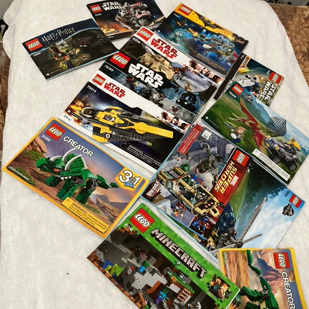 Lego assembly manuals for collectors.